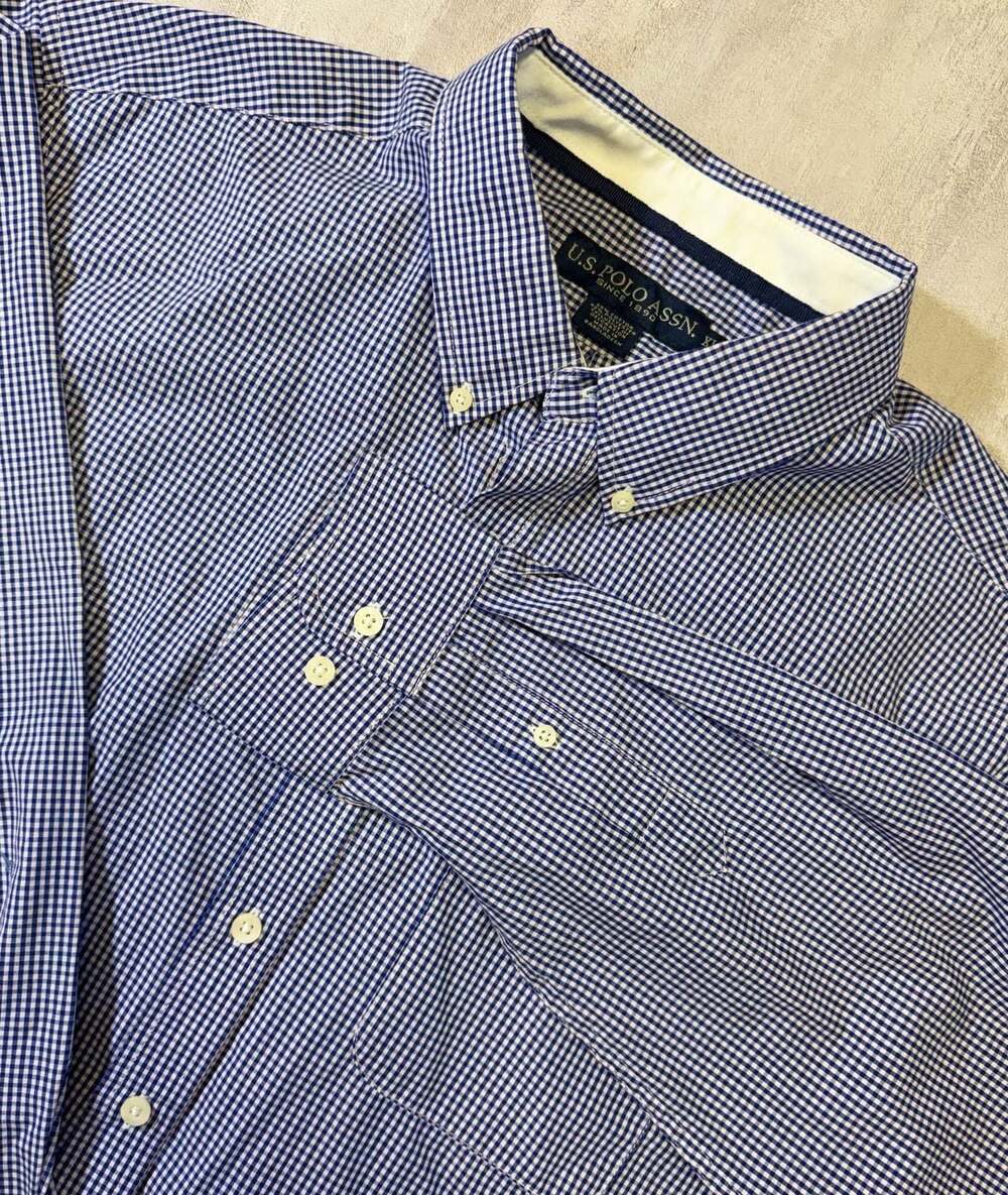 U.S. Polo Assn. Men's shirt in classic blue and white gingham pattern